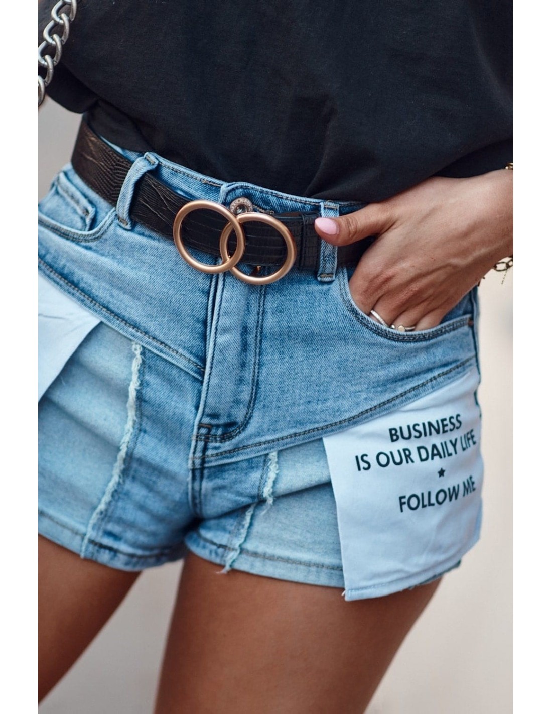 Denim shorts with decorative pockets 26250 - Online store - Boutique